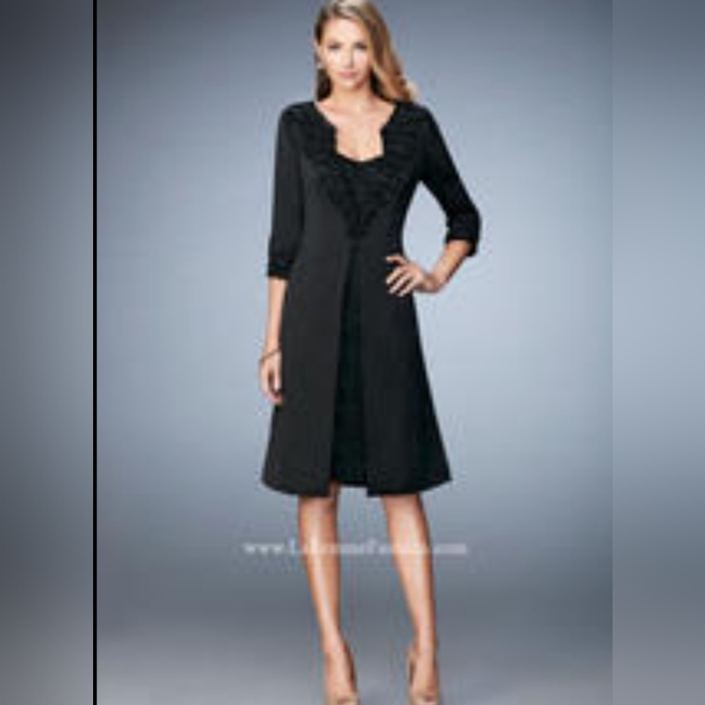VINTAGE KARIN STEVENS BLACK METALLIC FORMAL DRESS SIZE 10